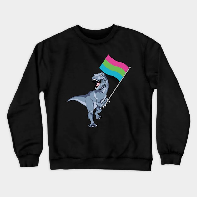 Polysexual Flag Dinosaur LGBTQIA Pan Pride LGBT Nonbinary Decal Crewneck Sweatshirt by Shirtsurf